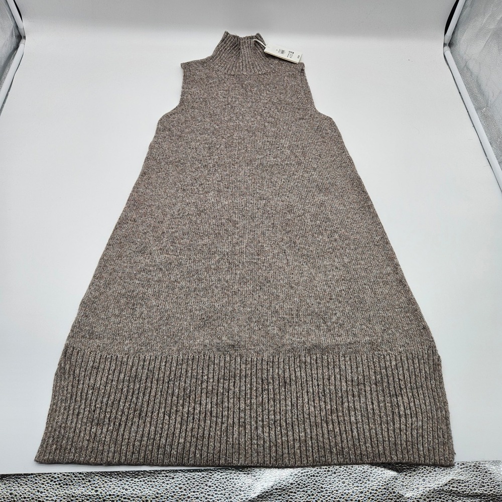 Free Assembly Womens XS Turtleneck Knit Mini Dress Light Heather Oat Sleeveless